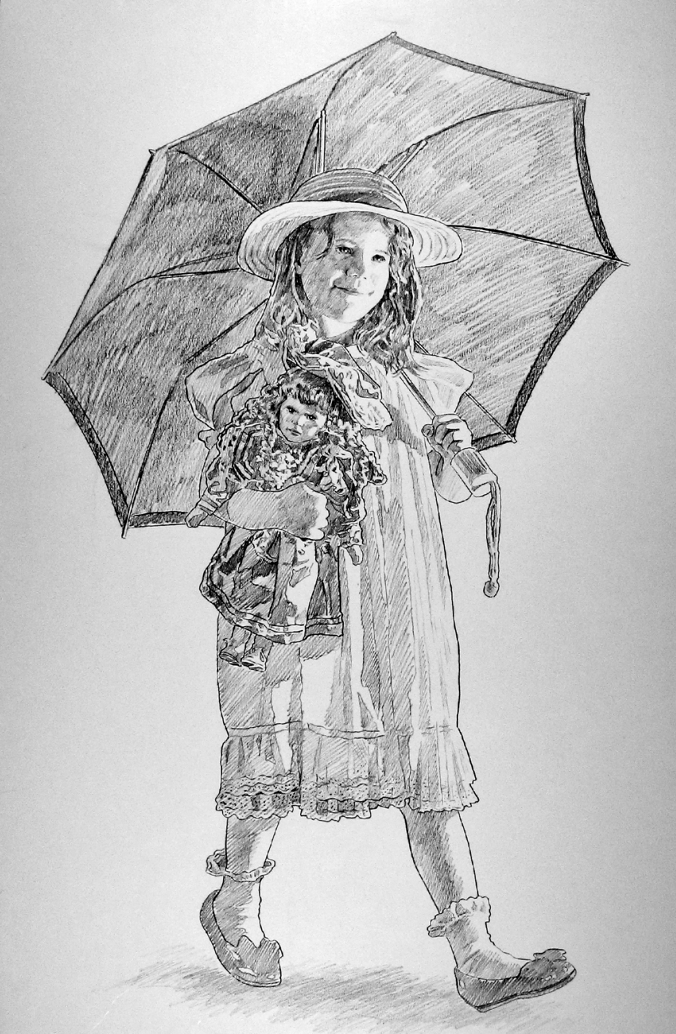 sketch of a girl walking