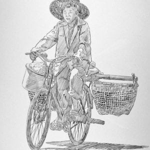 Illustration of a Woman on a Bicycle